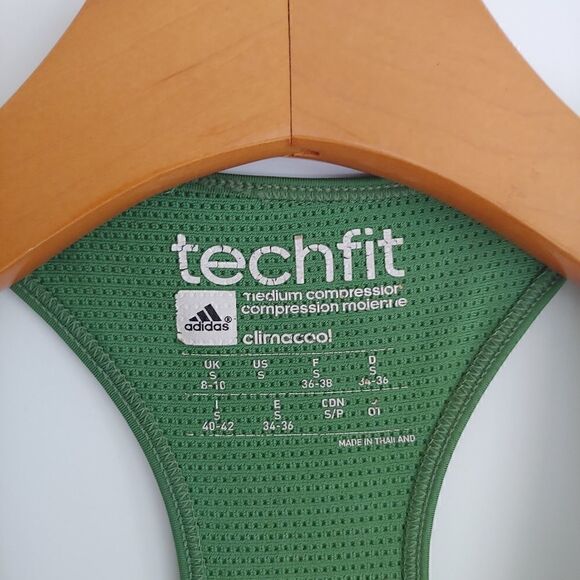 Adidas techfit Medium Compression Sports Bra Neon Green Size S - Picture 3 of 9